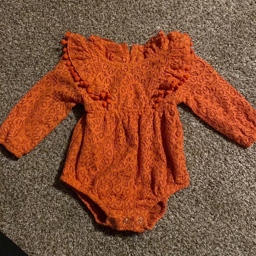 Orange Lace Romper